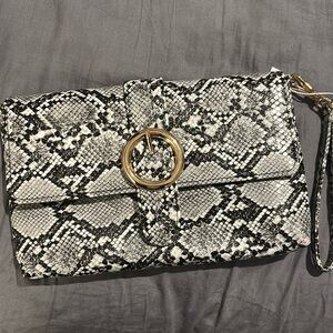 Black and white snakeskin purse
